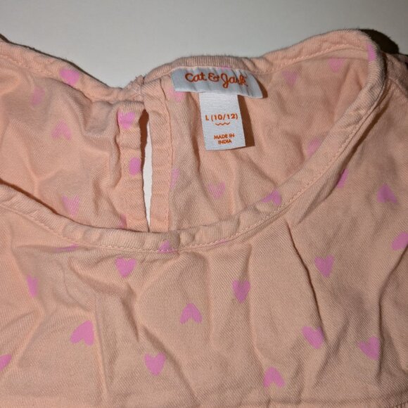Cat & Jack Pink Heart Ruffle Top – Girls Large (10/12) Soft, Comfy Everyday - Picture 6 of 12